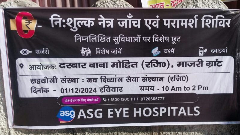 आयोजन: निशुल्क नेत्र परीक्षण शिविर का आयोजन,डेढ़ सौ ने करवाई जांच