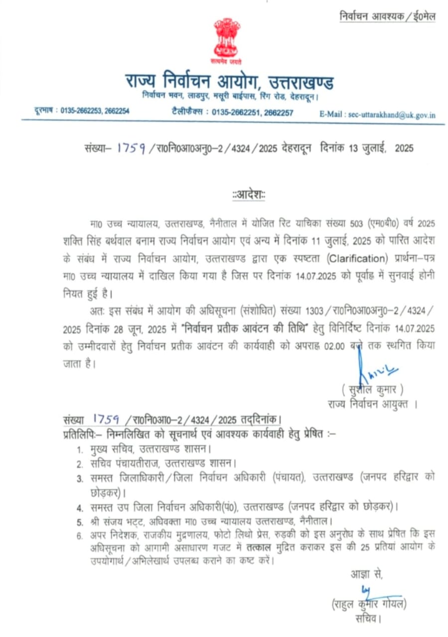 निकाय-पंचायत वोटर लिस्ट विवाद: हाईकोर्ट की सुनवाई तक रुकी सिंबल प्रक्रिया