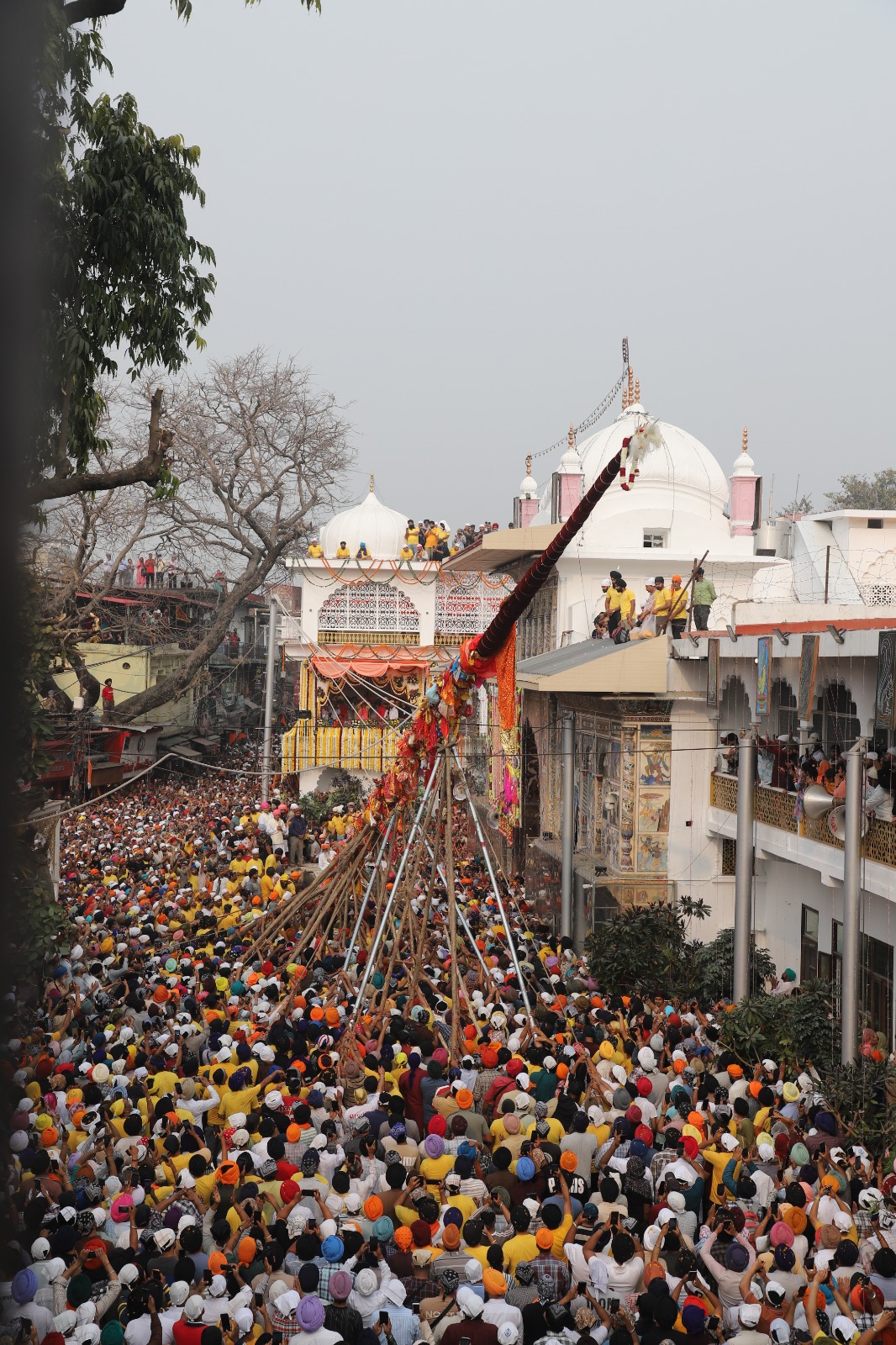 आस्था से सराबोर हुआ श्री दरबार साहिब, संगतों की मौजूदगी में चढ़ा पवित्र श्री झण्डा साहिब